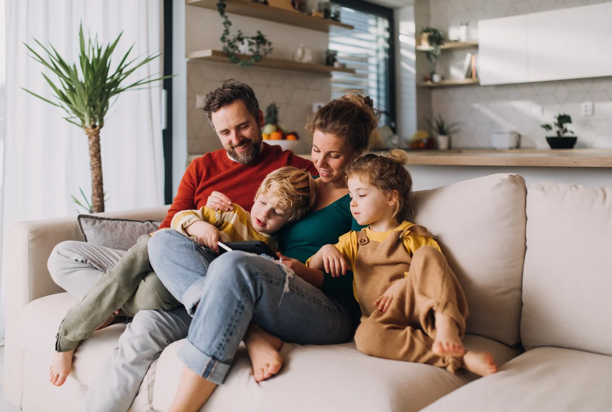 family reading together
