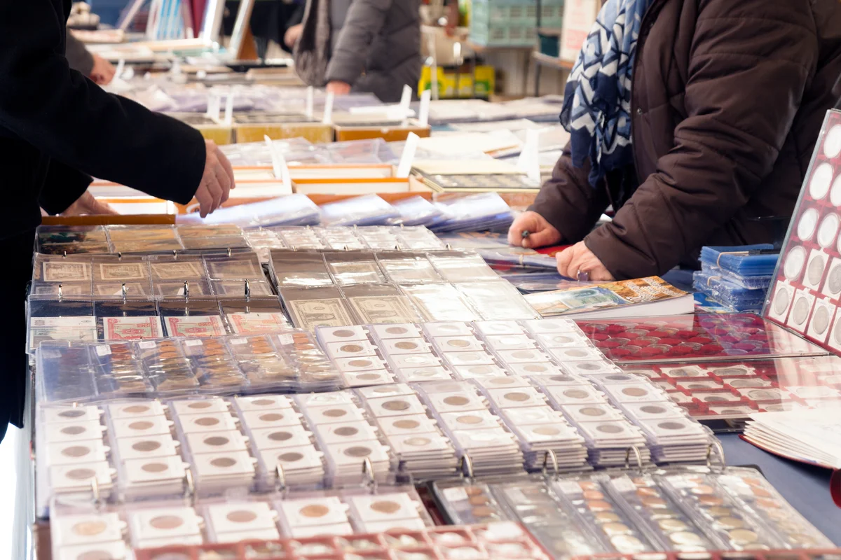 coins at a flea market