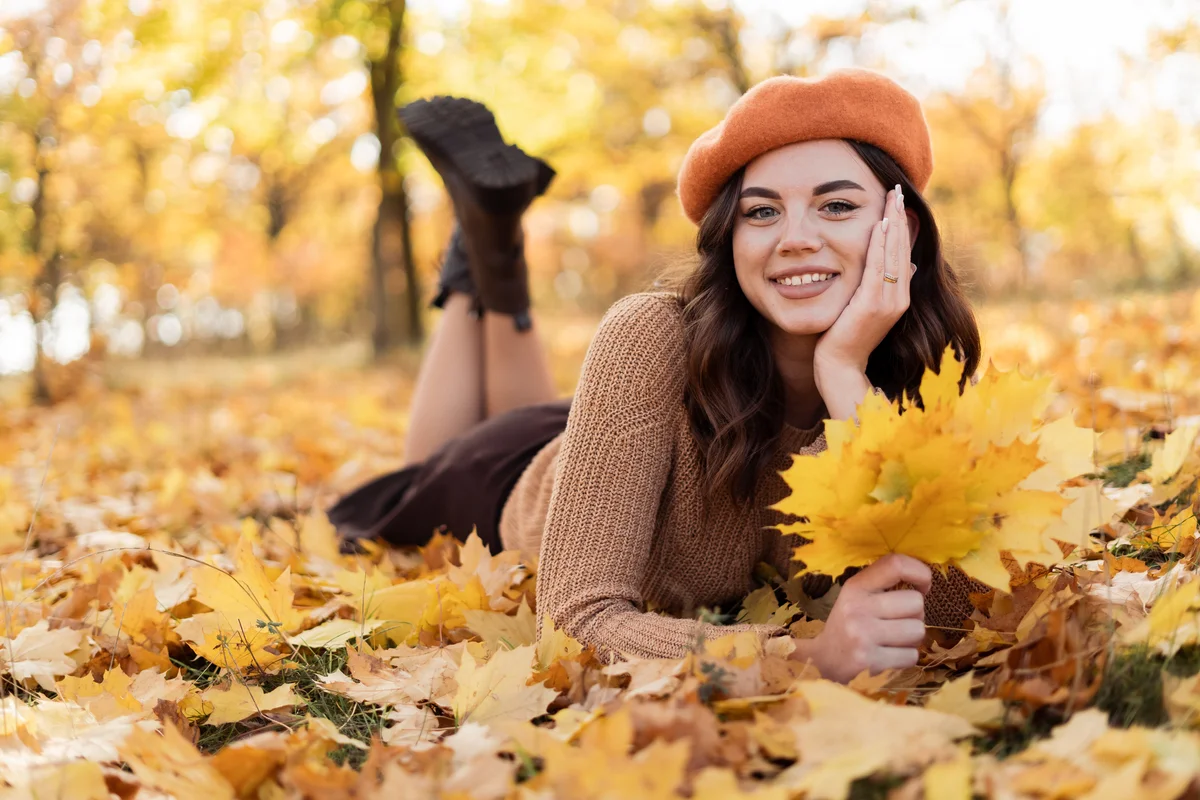 young woman in the forest in autumn