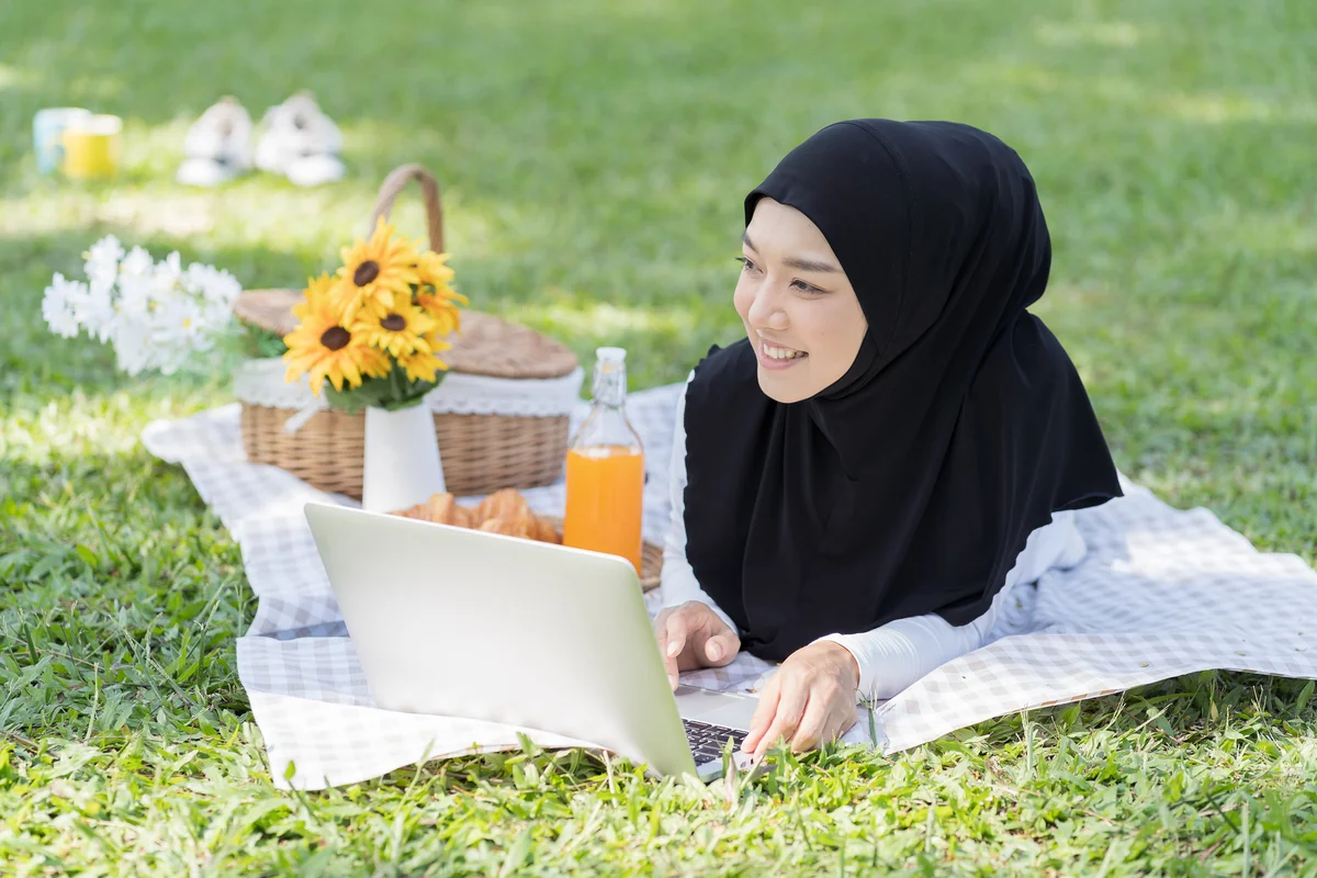 woman on a picnic