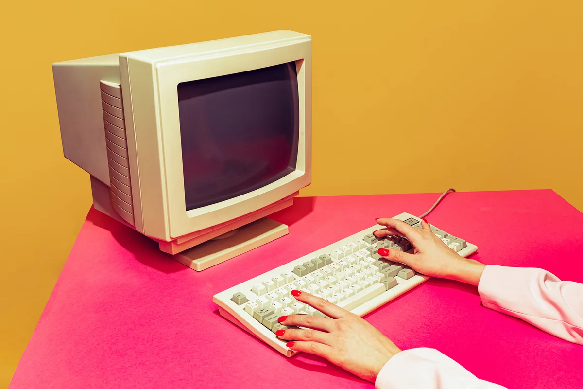 Colorful image of vintage computer monitor