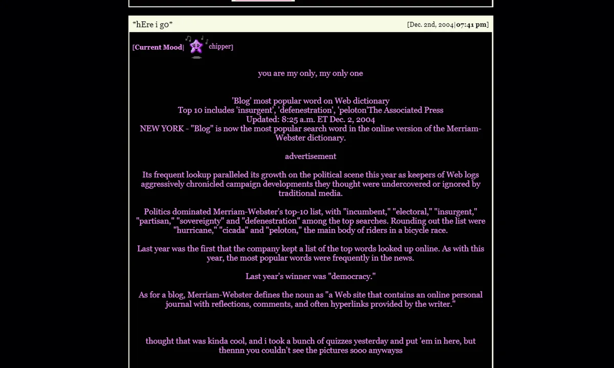 Screenshot of LiveJournal