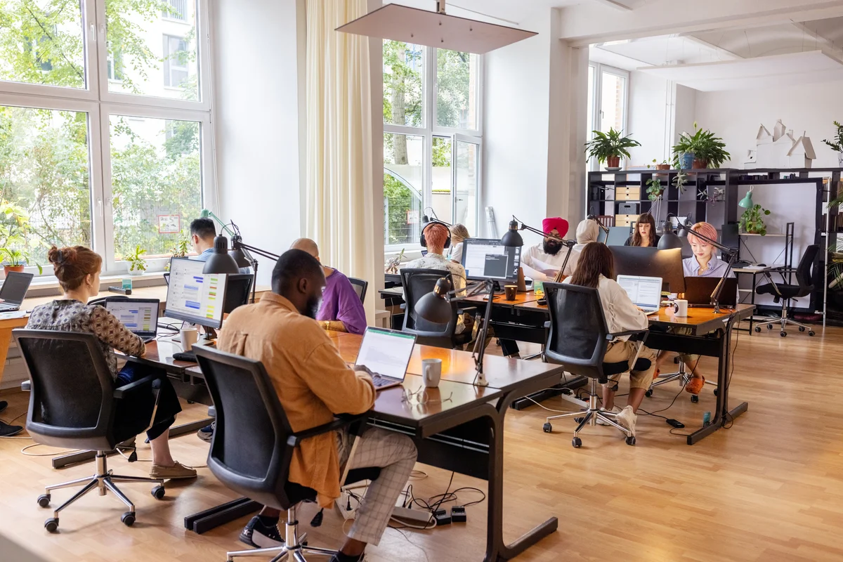 people working in an office