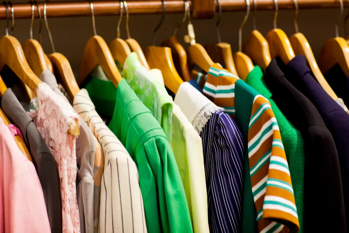 rack of vintage clothes