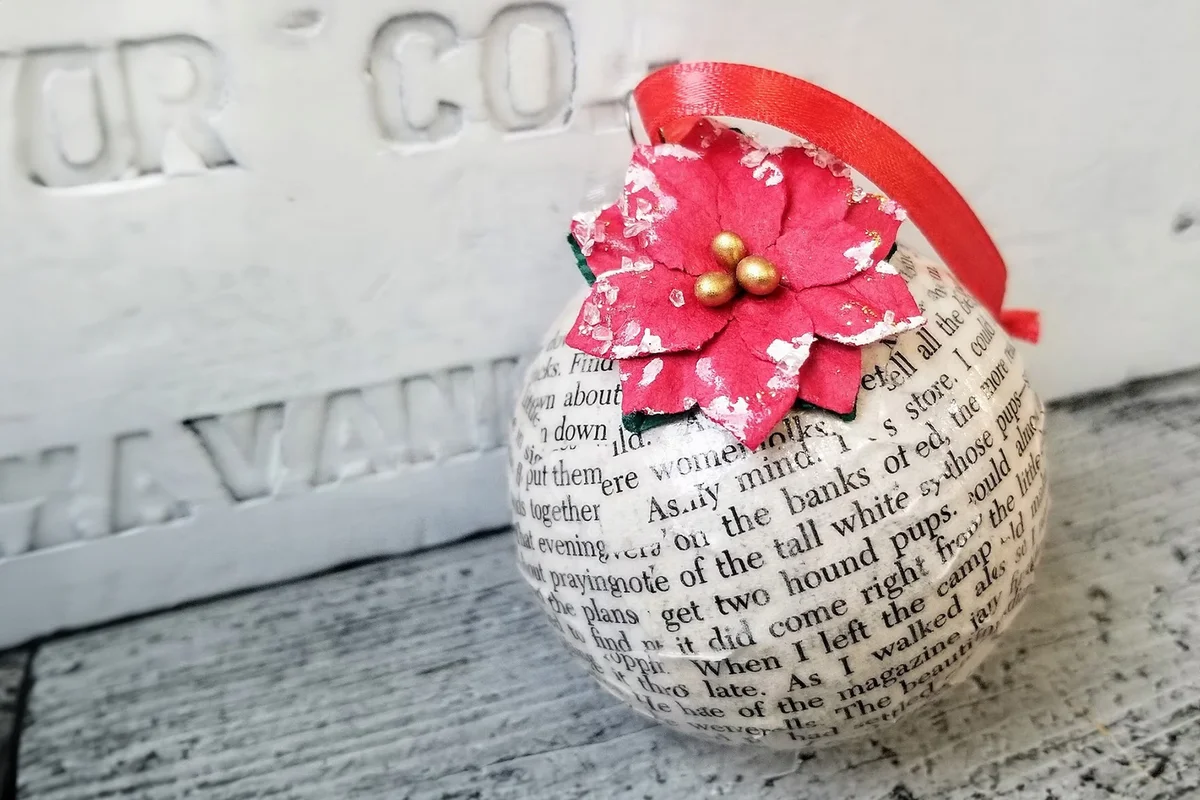 Vintage book page ornament