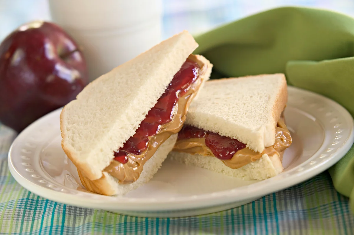 A peanut butter and jelly sandwich