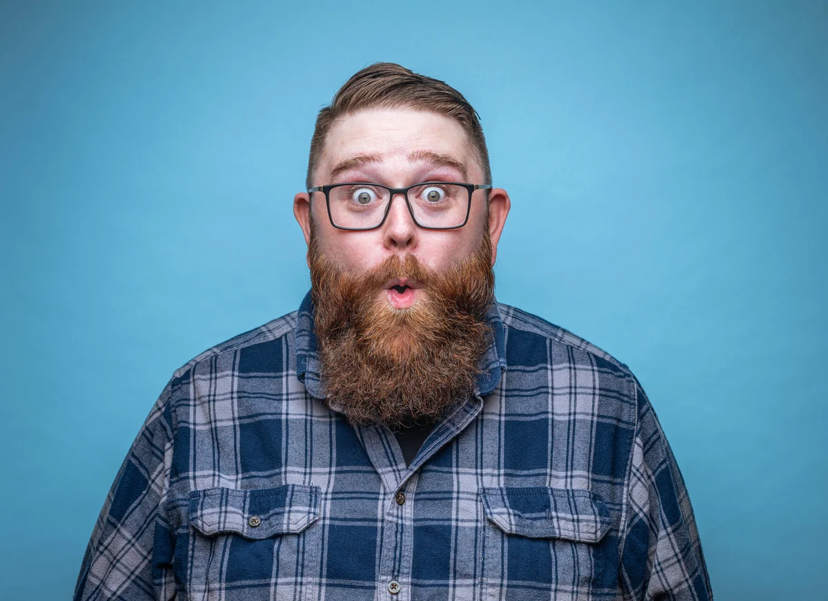 Bearded man making funny face