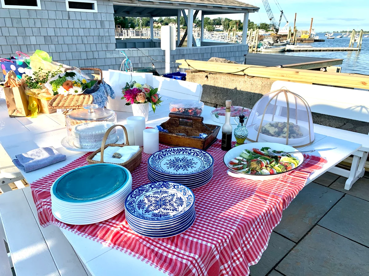 Luxurious laid back picnic setting by water
