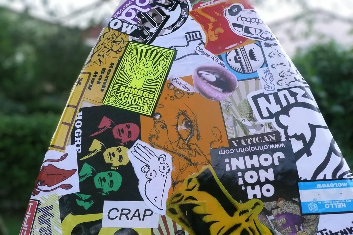 Surfboard with stickers