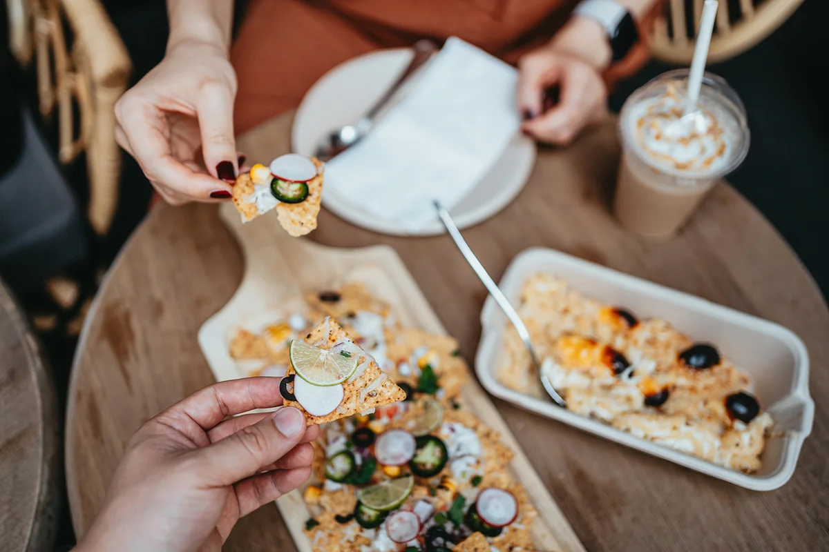 couple having a good time enjoying meal
