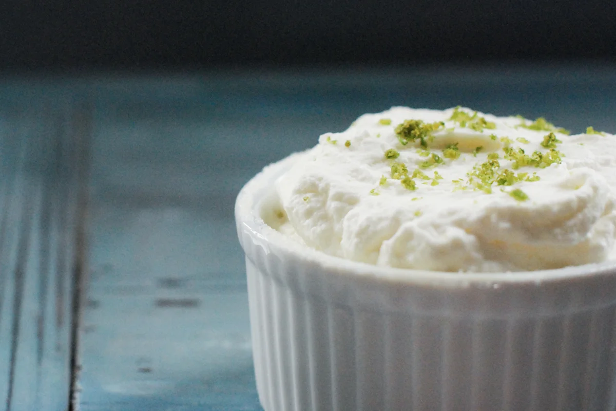 Lime souffle on blue table