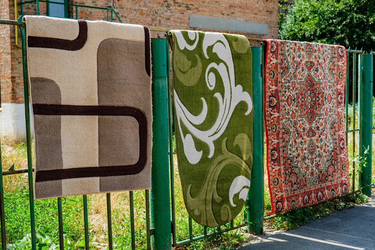 Rugs hanging up outside to air out