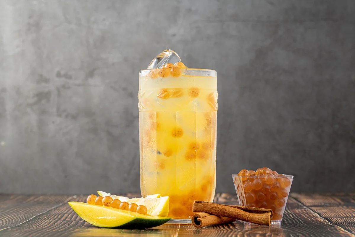 Fruity Bubble Tea in glass cup