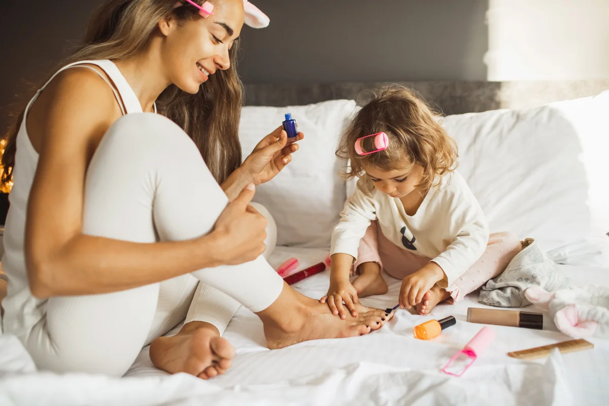 Beauty and care with mom and daughter
