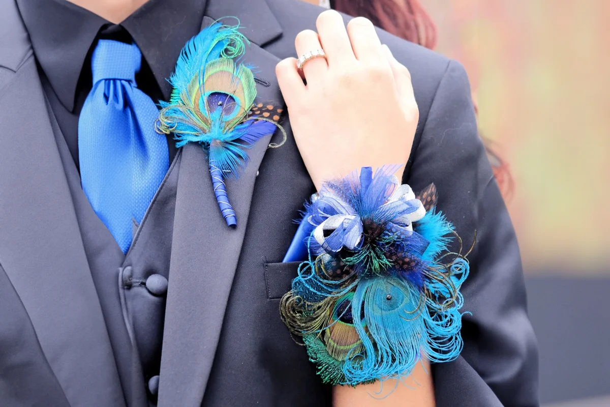 Peacock Feather Corsage