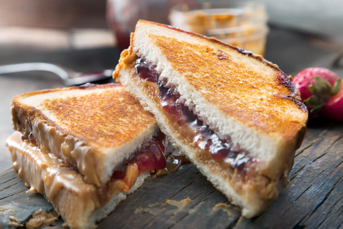 Grilled Peanut Butter and Strawberry Jelly Sandwich