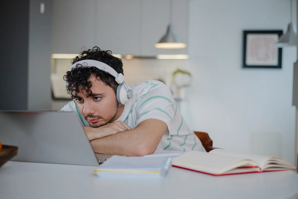 College student looking stressed while studying