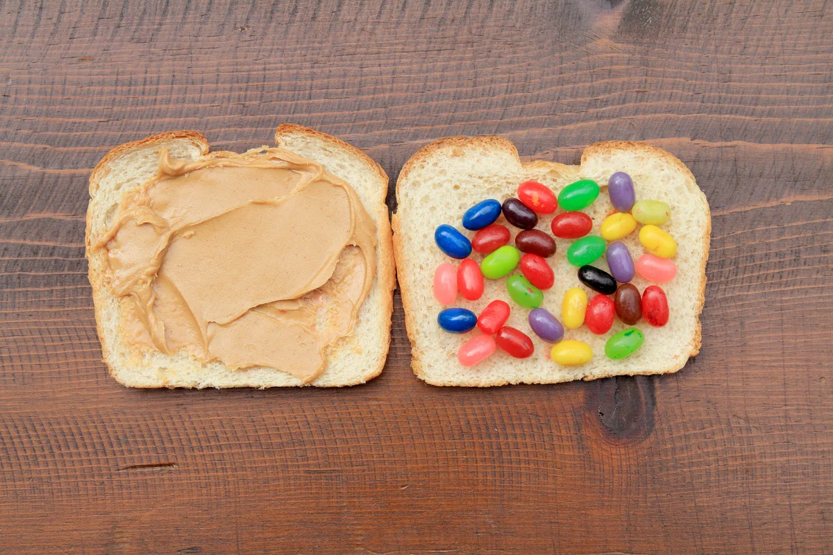 Peanut butter and jelly bean sandwich