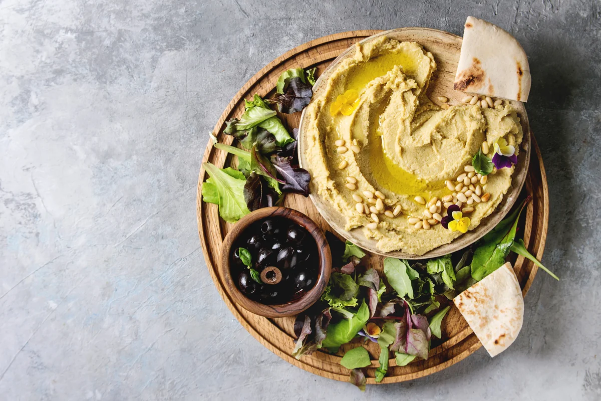Home made hummus platter