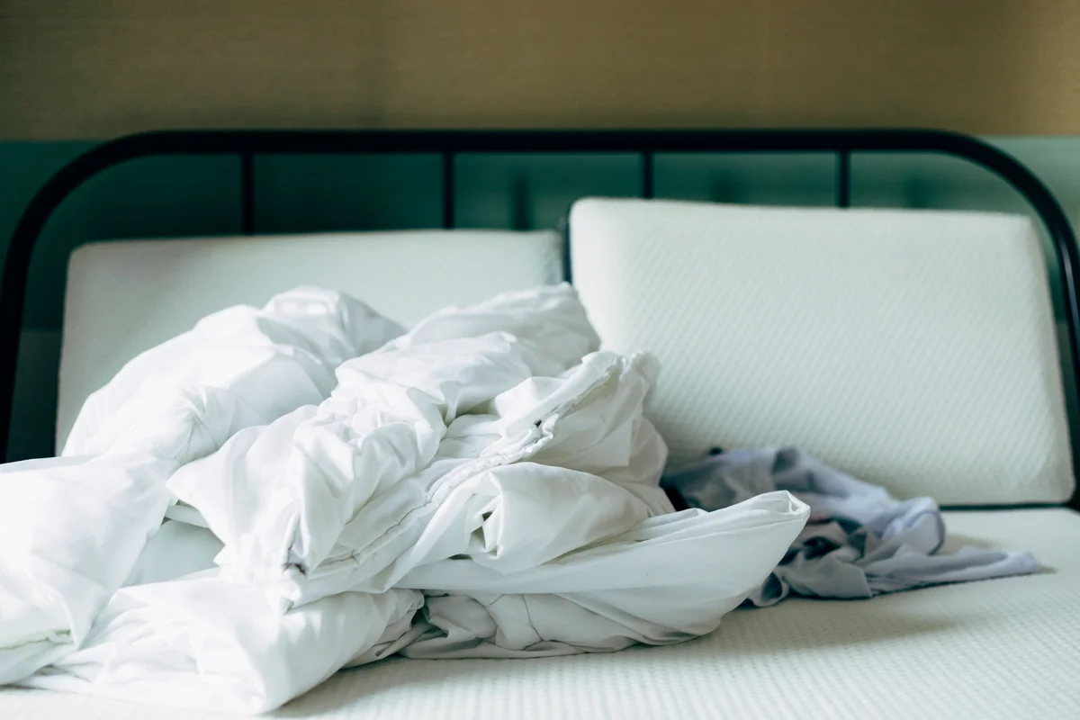 Mattress cover on mattress