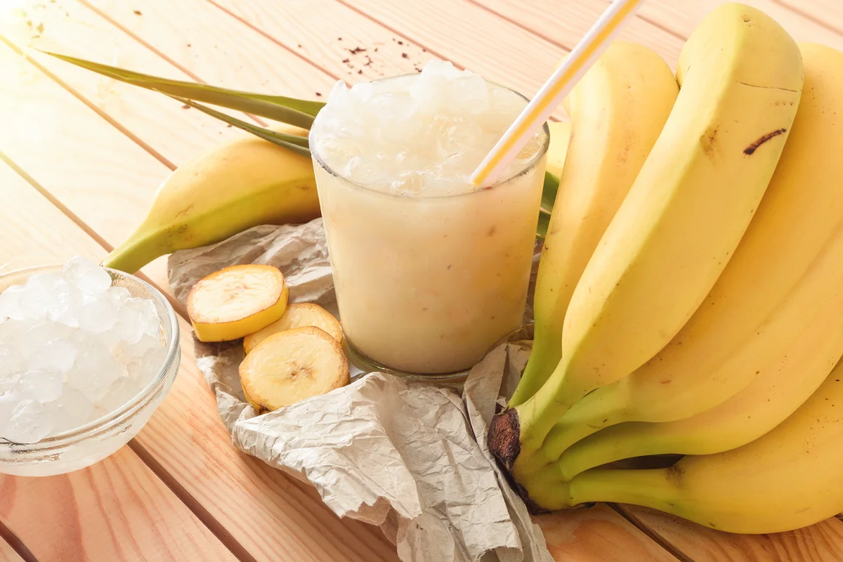 Glass of cold banana drink