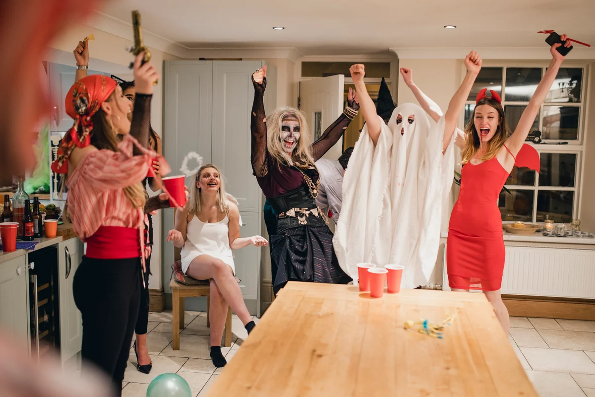 women at a Halloween party