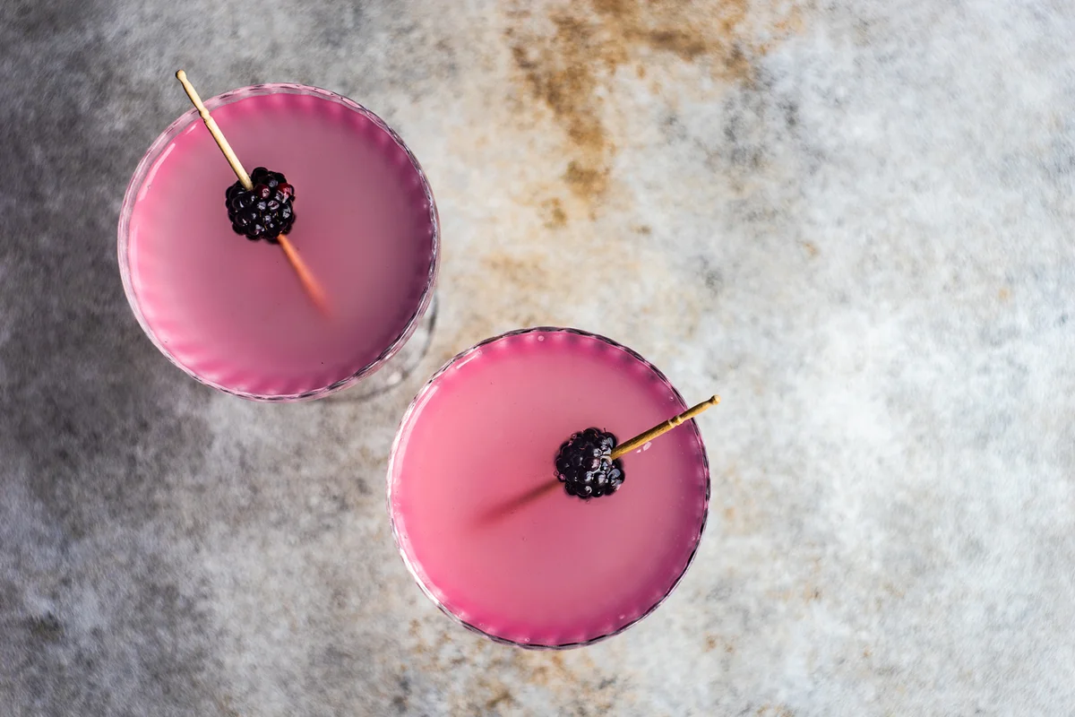 two blackberry and lemon cocktails