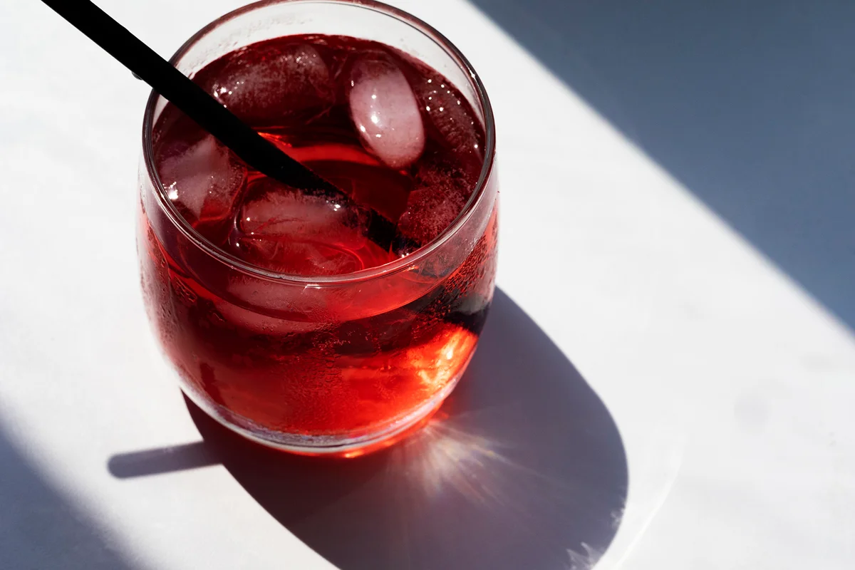 drink in glass on table