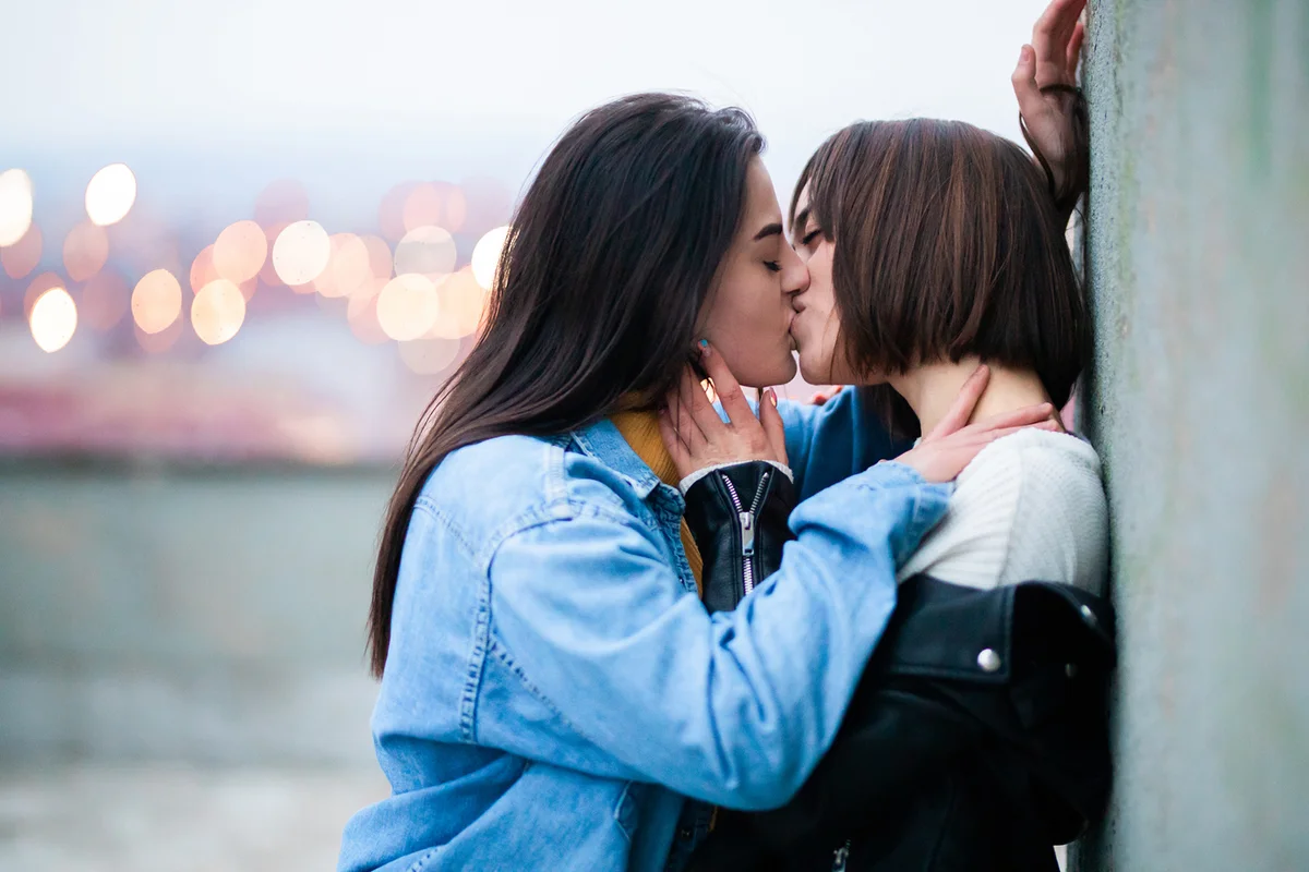 Young couple kissing