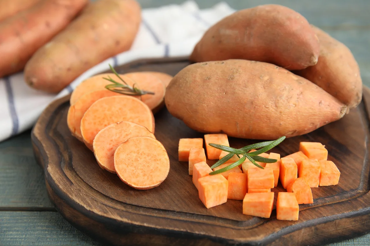 sweet potatoes on table