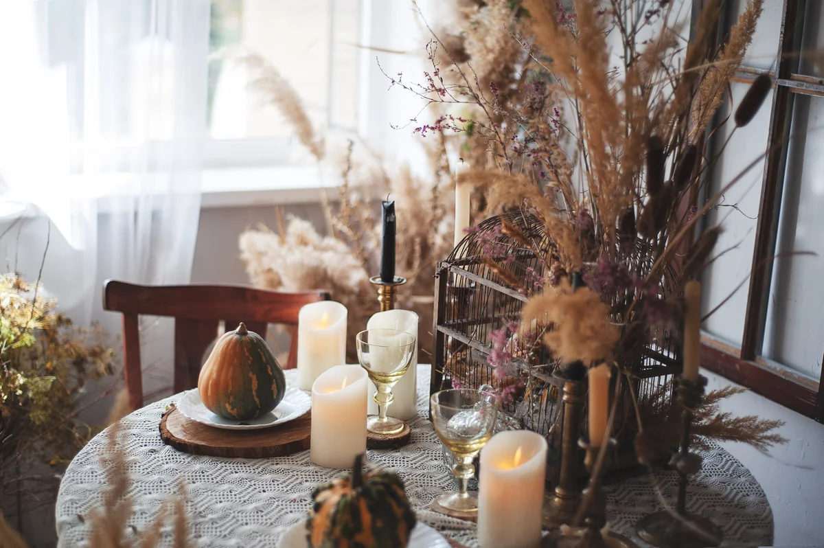 Dark and moody fall table decor