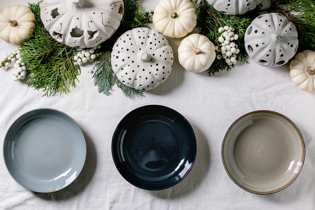 Cool neutral table setting
