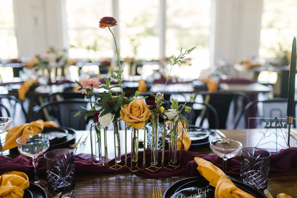 Yellow pink and red roses for fall decor