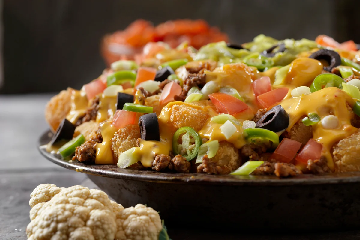 Crispy Tator Tot Nachos with Bacon