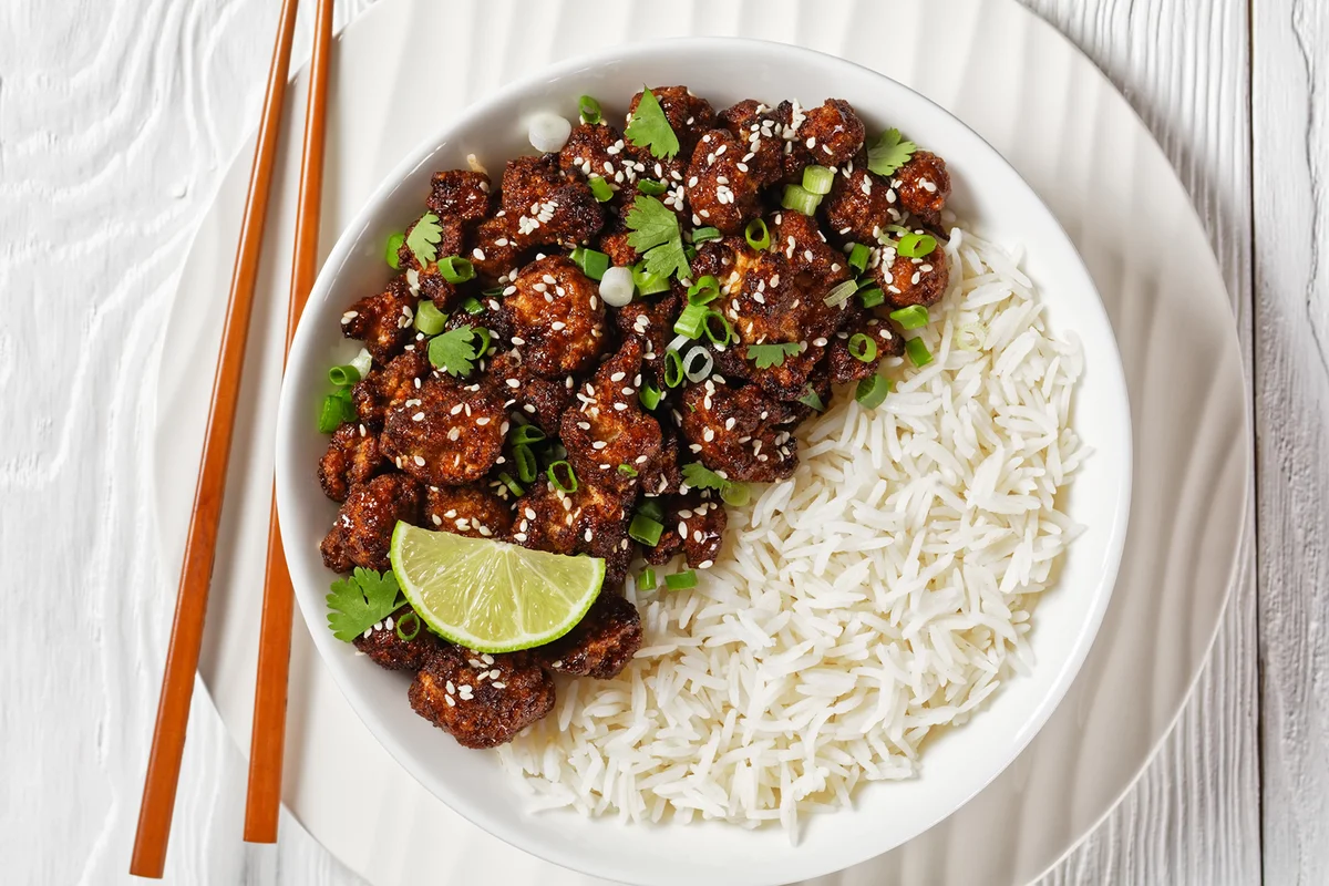 Cauliflower wings with teriyaki sauce