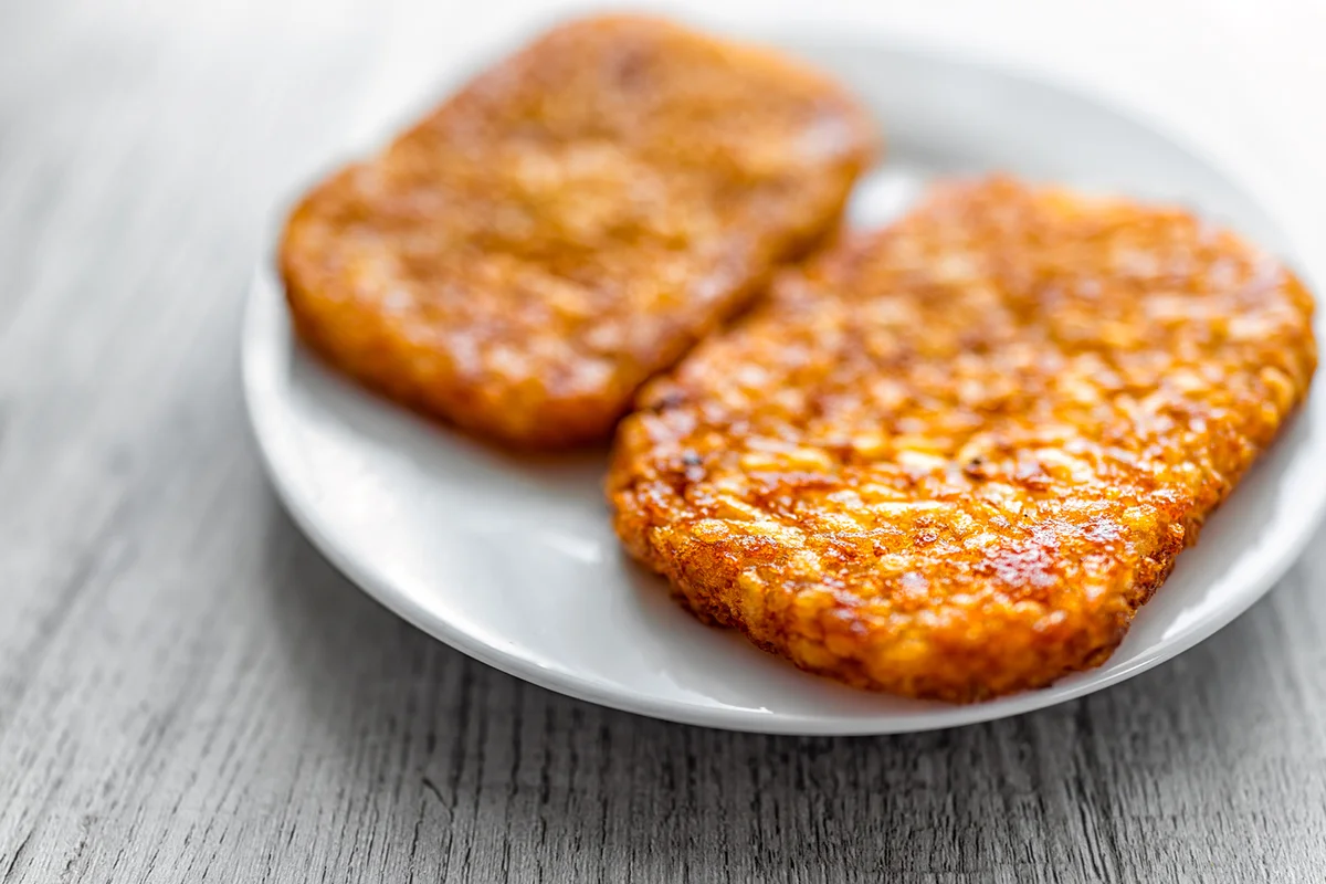 two hash browns crispy texture