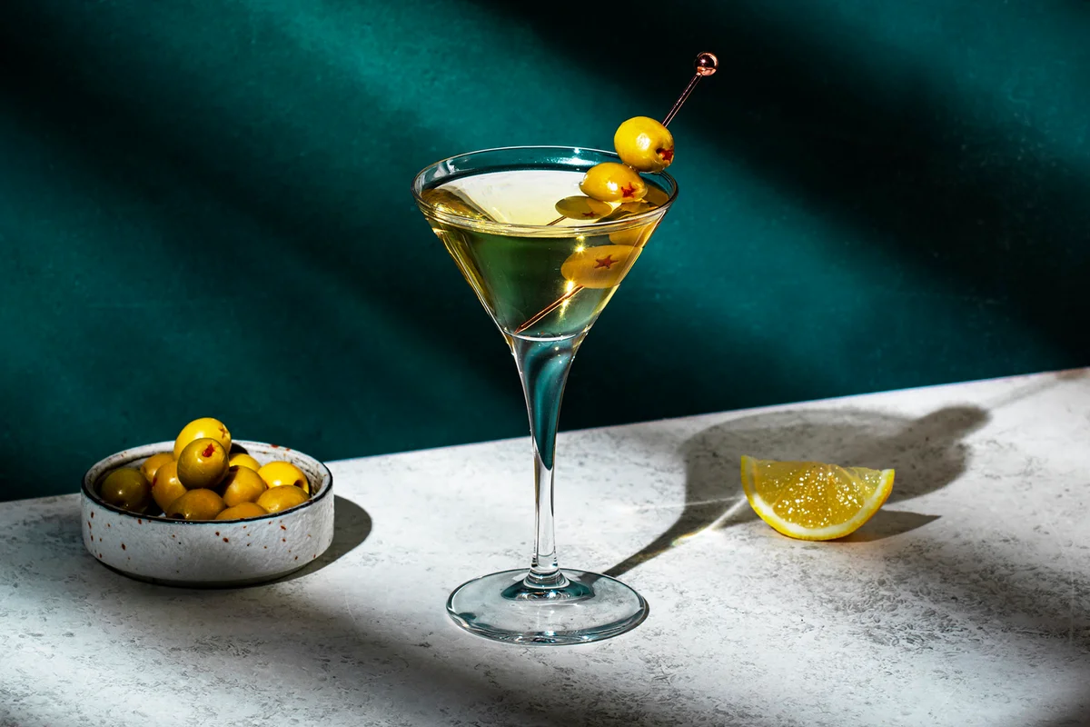 Vodka martini, classic alcoholic cocktail