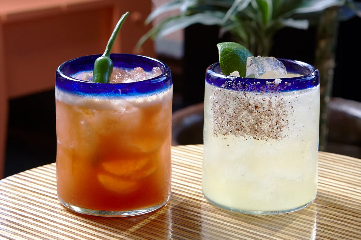 spicy passion fruit cocktail and classic margarita