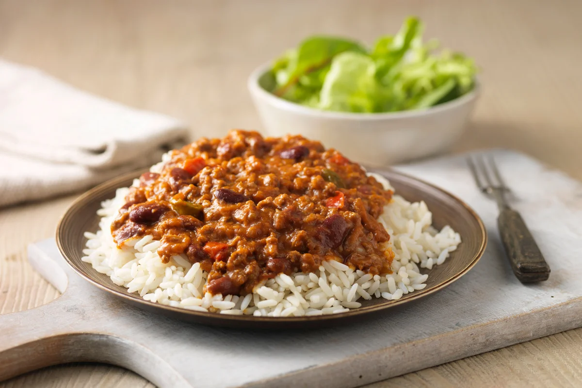 Plate of chili and rice