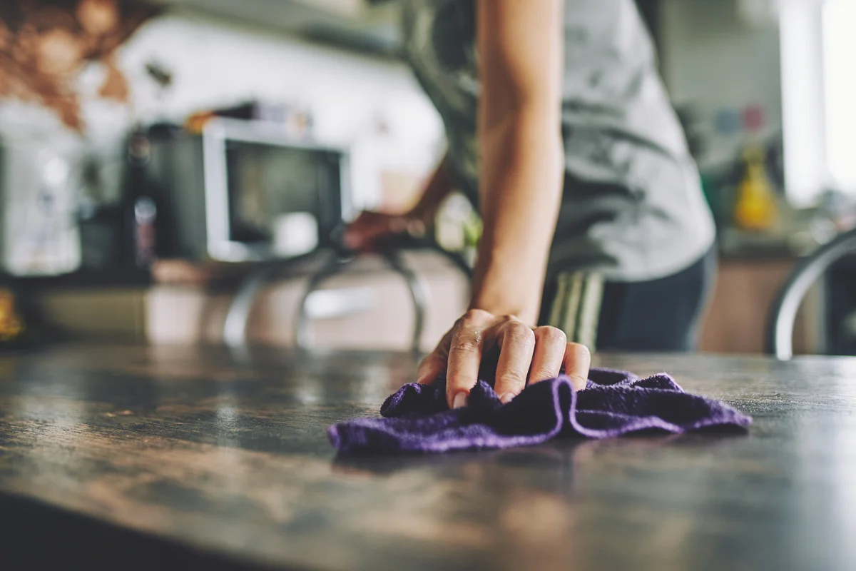 wiping a counter