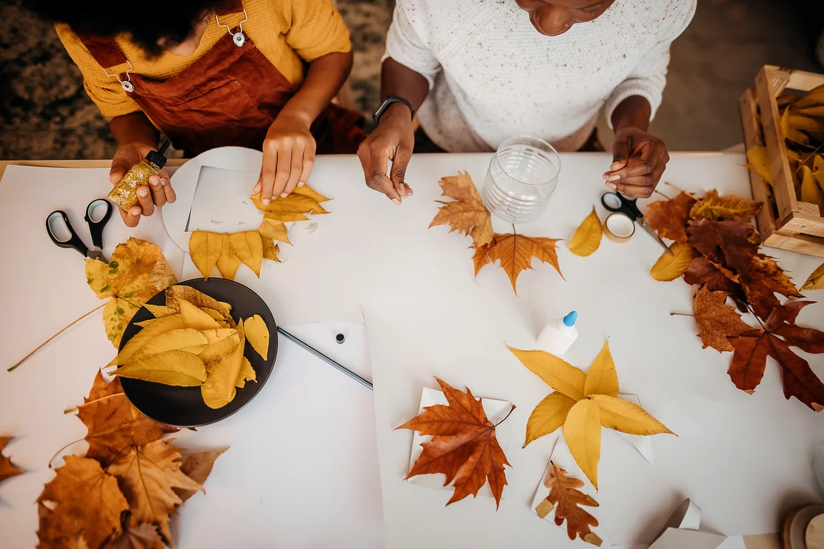 Women making fall decorations