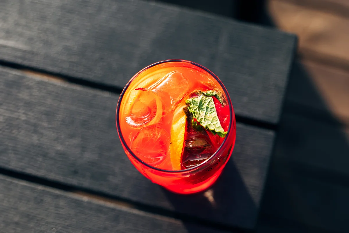Berry red fresh cold lemonade drink with mint