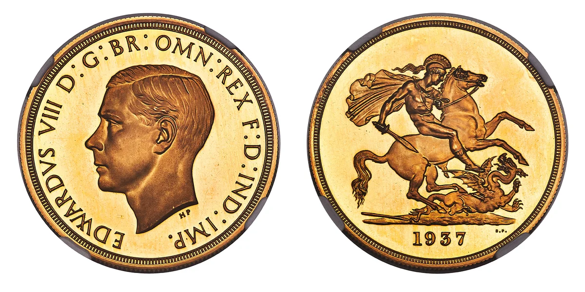 Edward VIII gold Proof Pattern 5 Pounds 1937