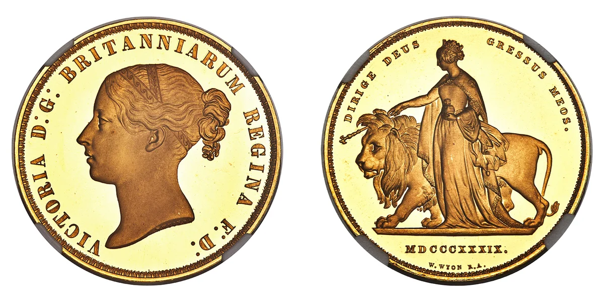 1839 Victoria Gold Proof Pattern 5-Pound Coin