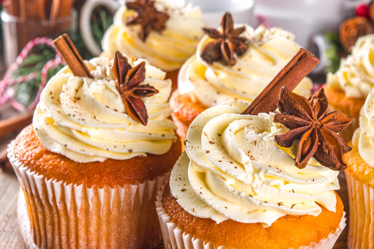 Eggnog Cupcakes with sugared spices