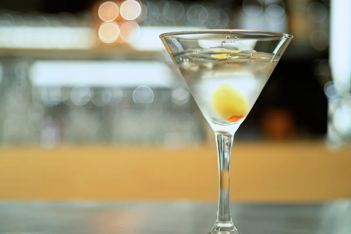 Martini cocktail with olive
