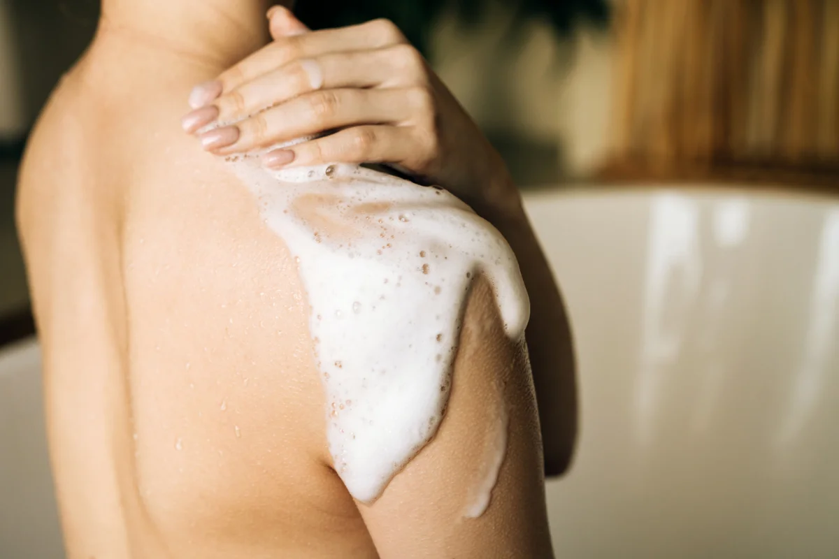 Woman showering