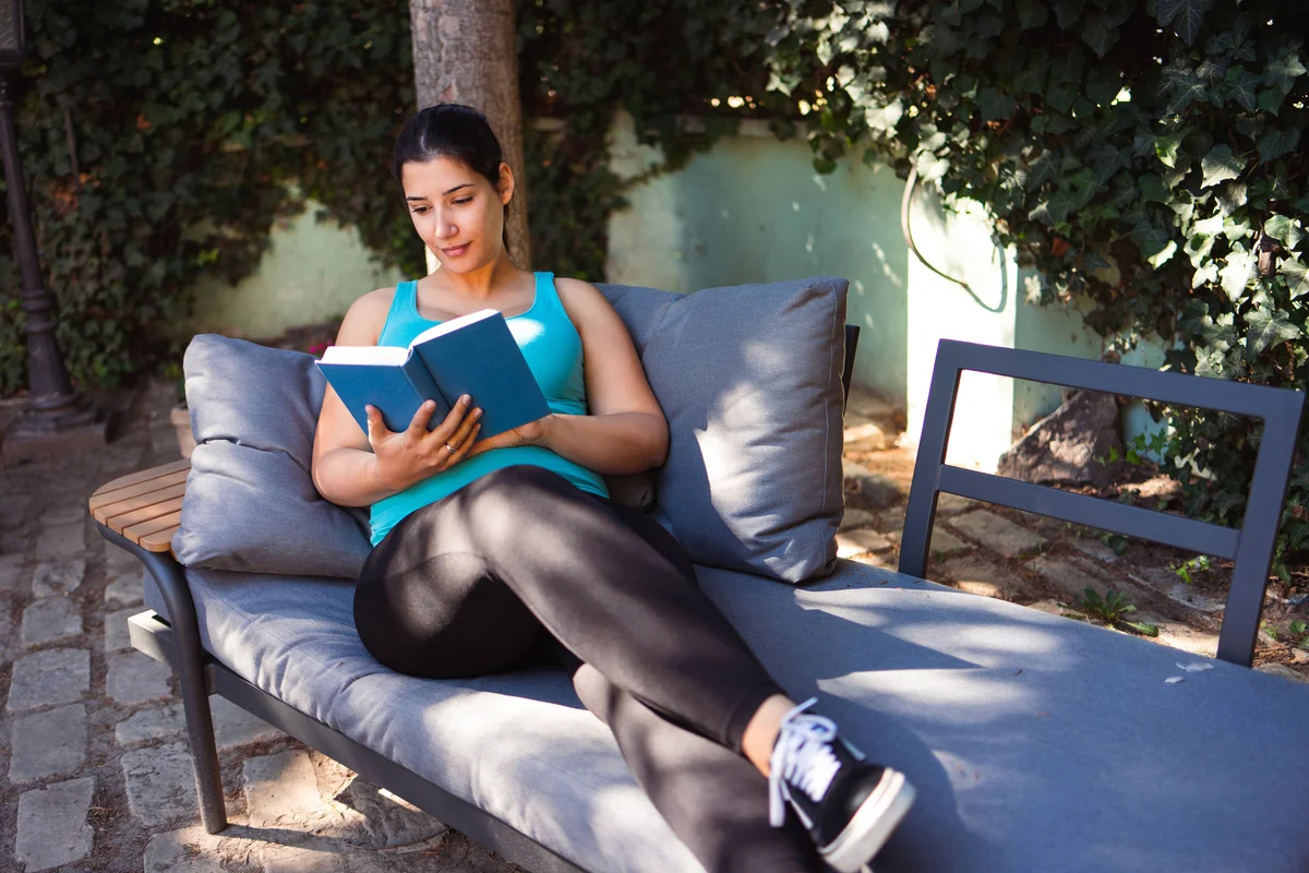 Woman reading outside