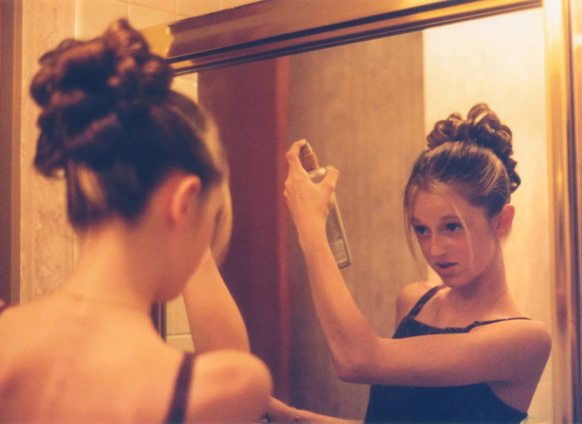 Girl with formal 90s updo