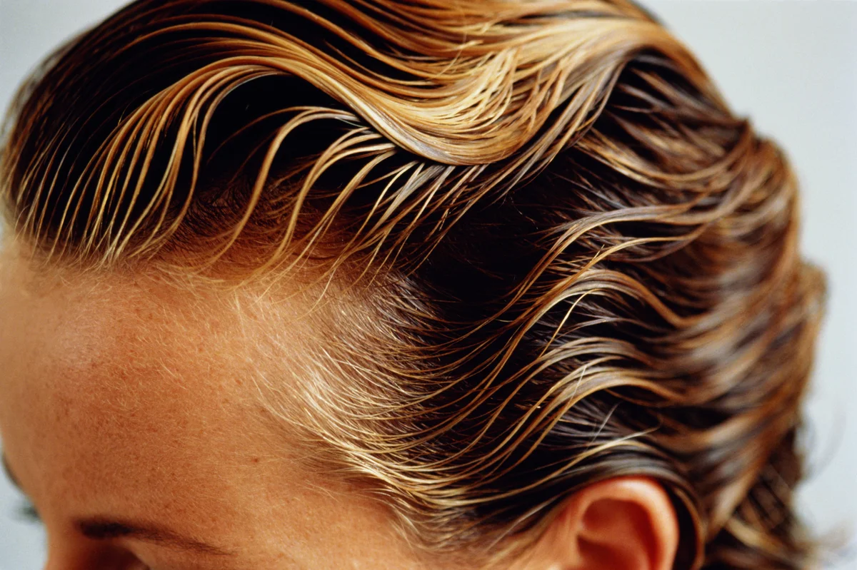 Closeup of wet hair